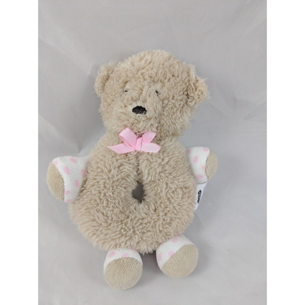 Mud Pie Teddy Bear Ring Plush Rattle 6 Inch Mudpie Stuffed Animal